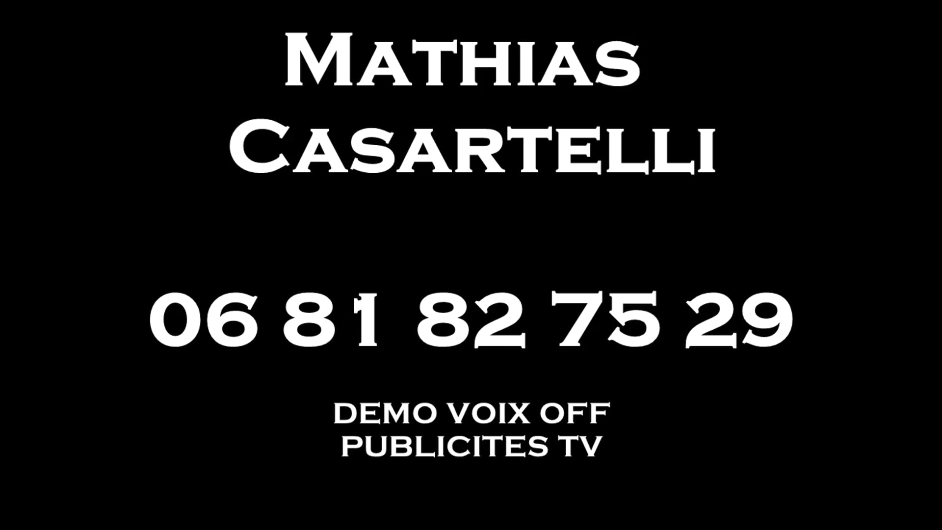 Vidéo Démo pub TV Mathias Casartelli