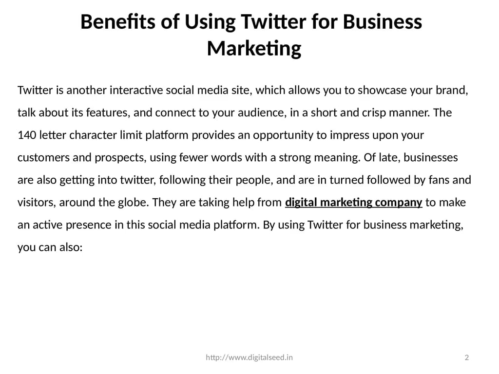 Benefits Of Using Twitter For Business Marketing Digitalseed Digital