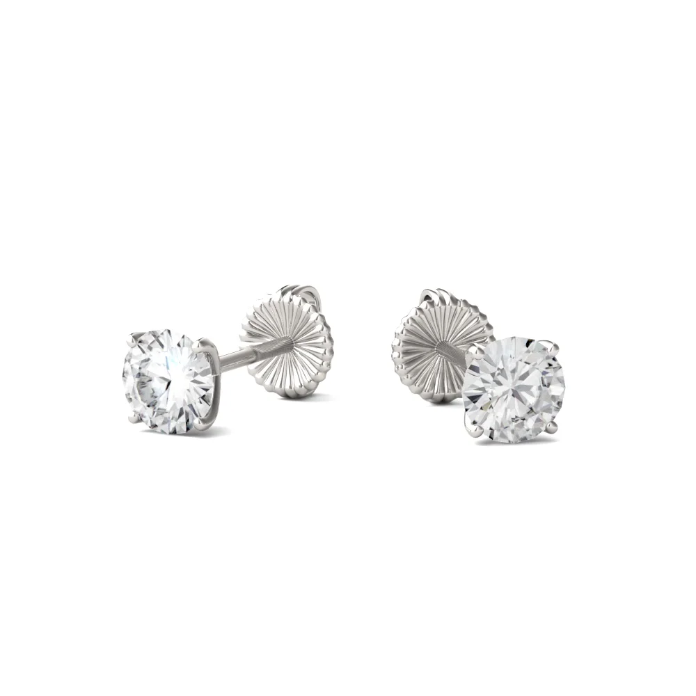 Round Brilliant Four-Prong Petal Stud