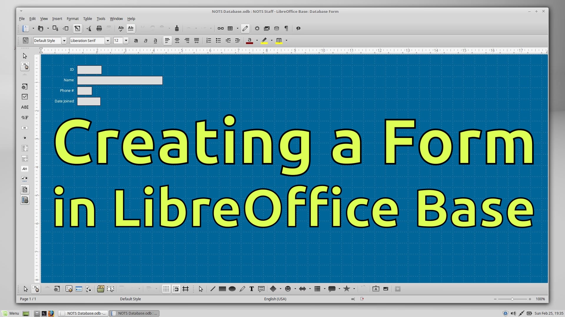 Creating a Form - LibreOffice Base