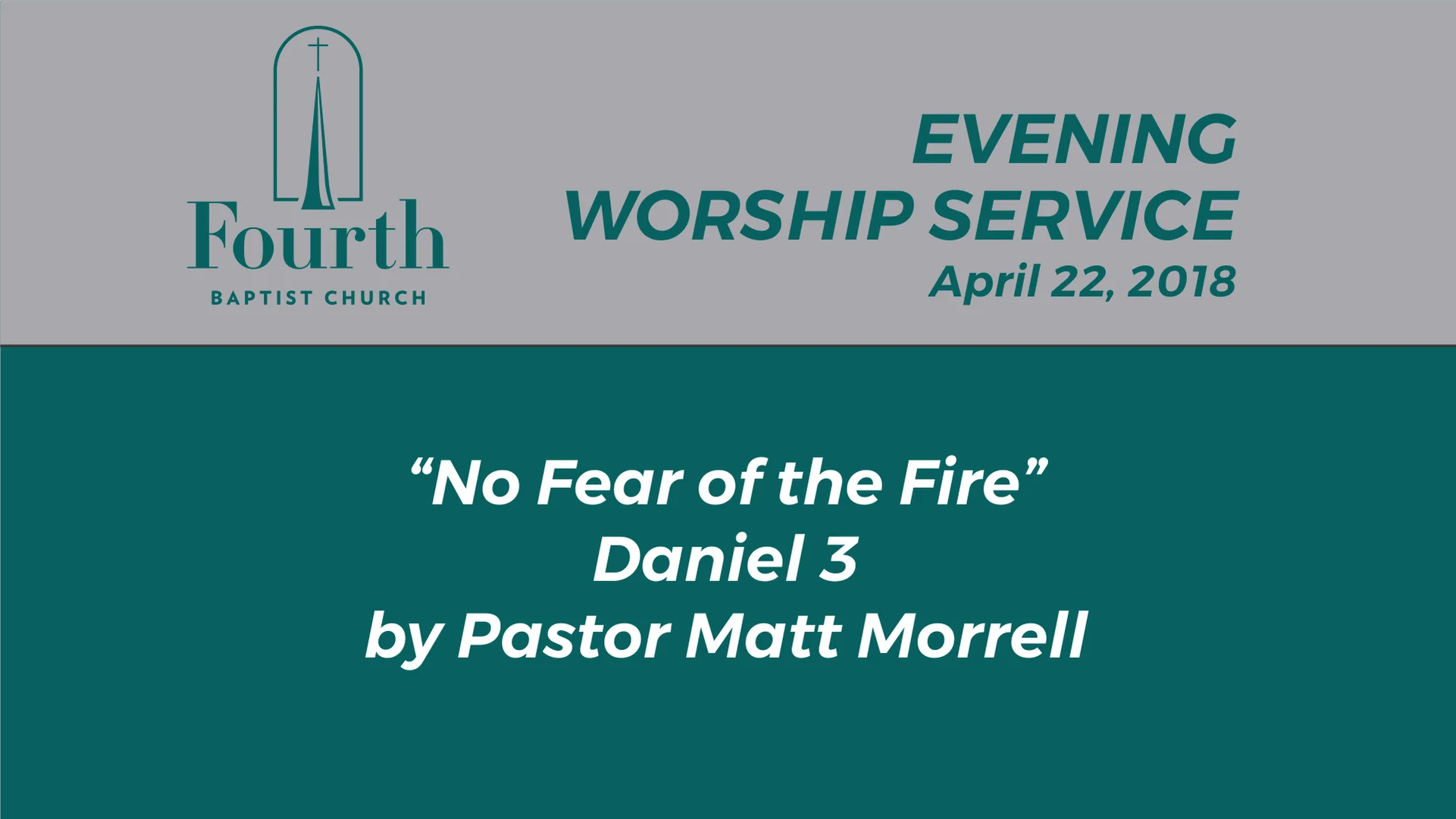 2018 - 04- 22 Sunday PM Service Fourth Baptist Church on Vimeo