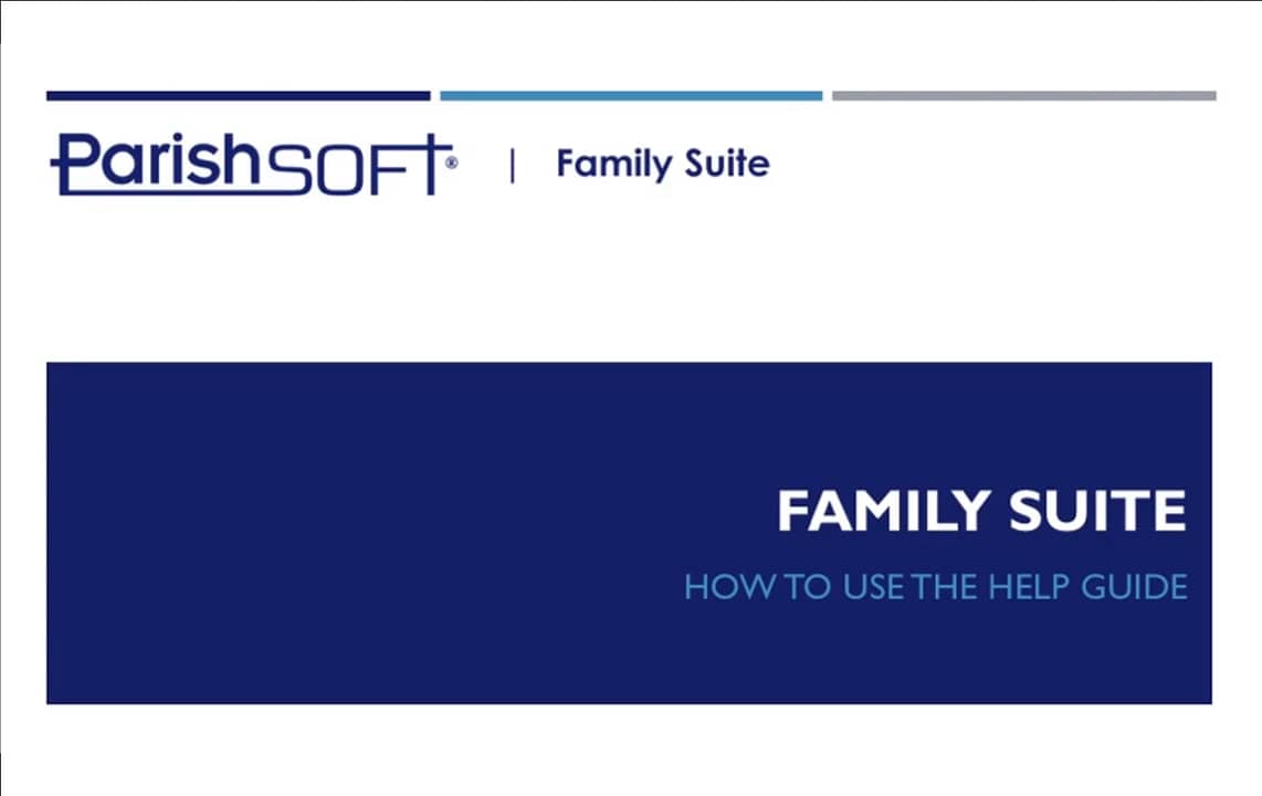 How to Use ParishSOFT Family Suite Help on Vimeo