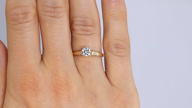 Wideo Pierścionek zaręczynowy  z diamentem Kartezja z żółtego złota