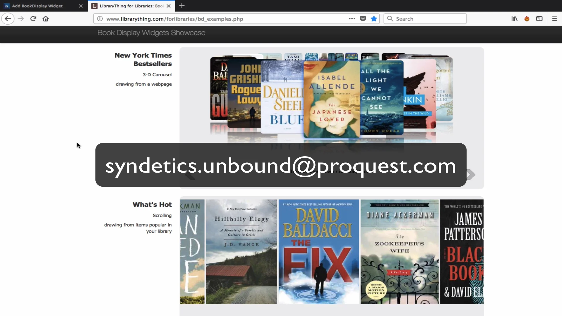 Syndetics Unbound Book Display Widgets
