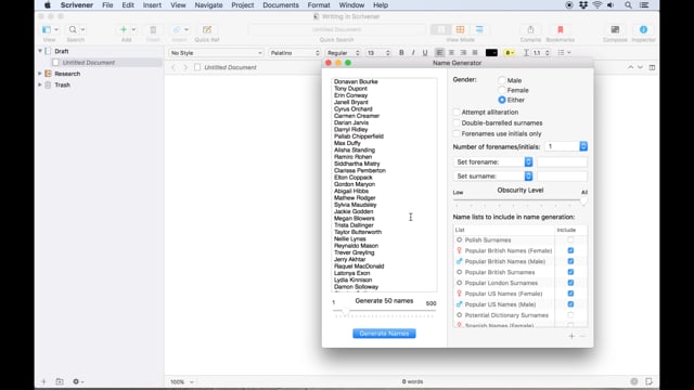 Generating Character Names
