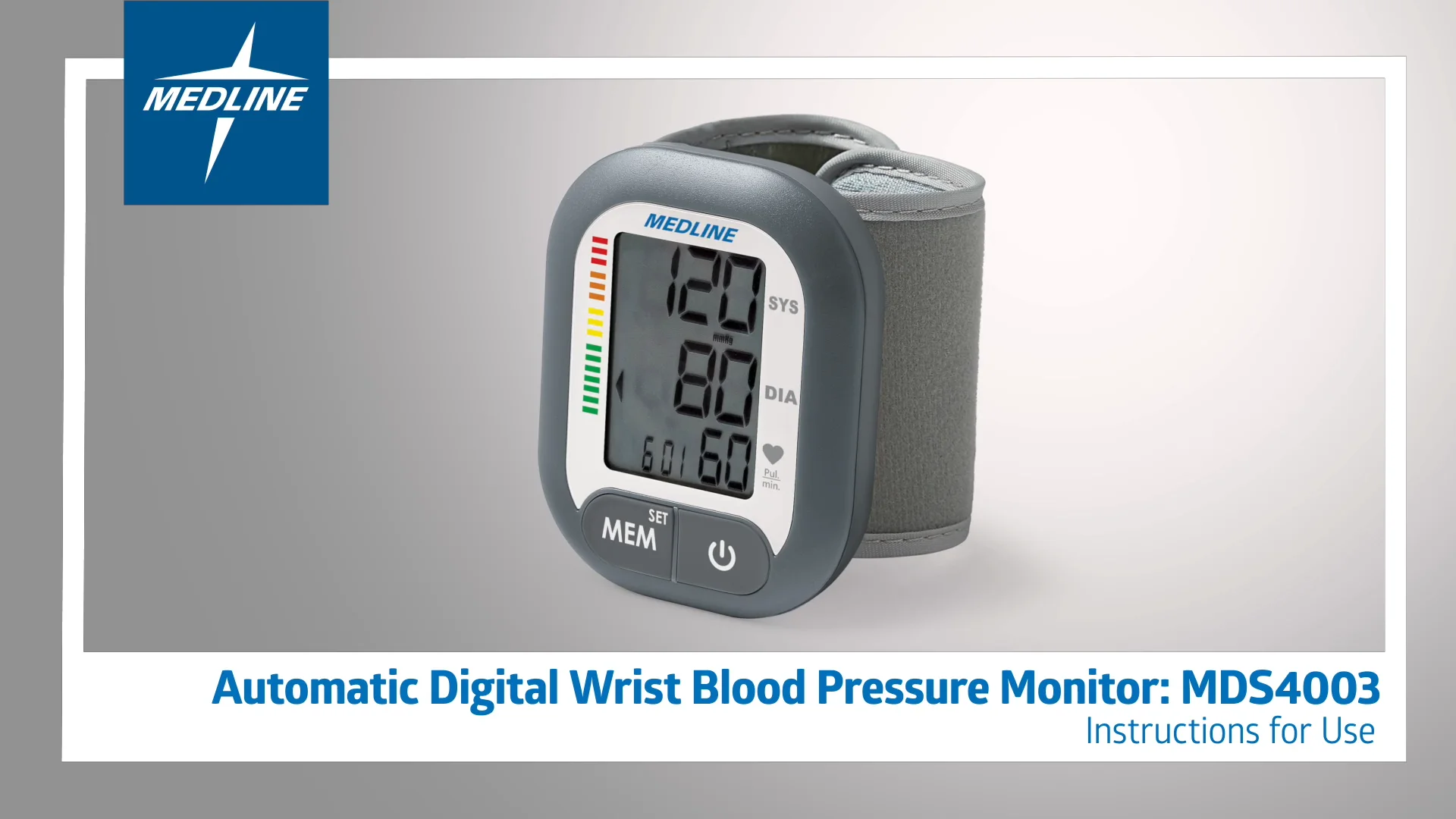 Medline Digital Wrist Blood Pressure Monitor BP Cuff