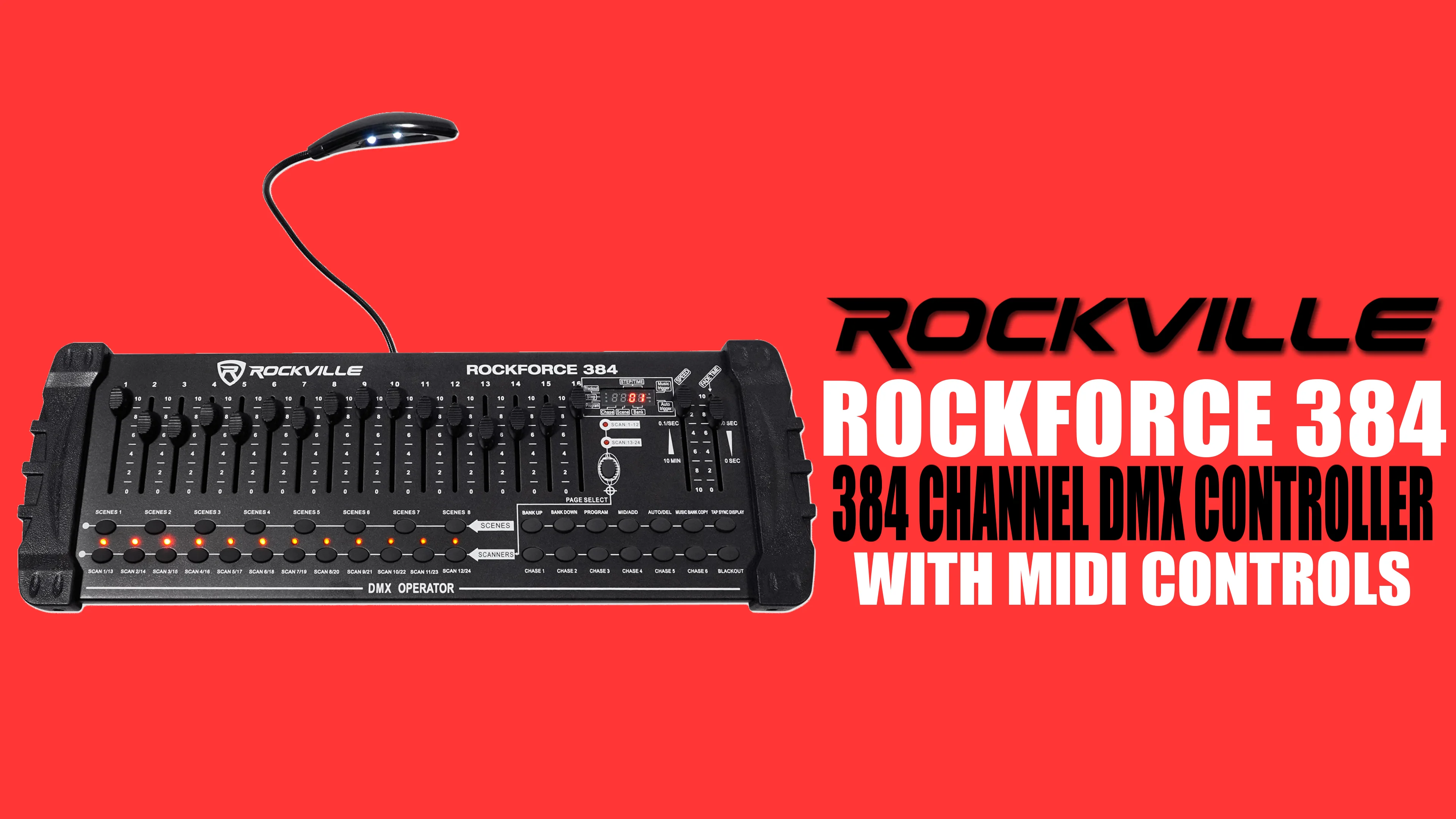 Rockville ROCKFORCE 384 Channel Light/Fog DMX Lighting Controller + MIDI  Control