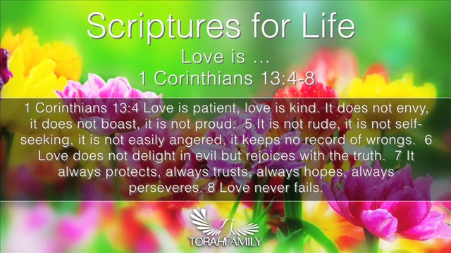 1 Corinthians 13:4-8 Love is patient, love is kind. It does not