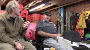 Geoff Foale and Terry Cook sharing memories in Salcombe