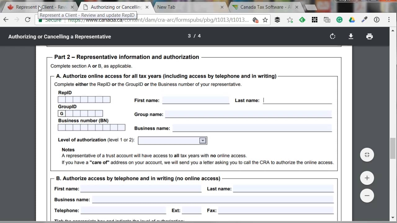 Use Of Representative Form Cra