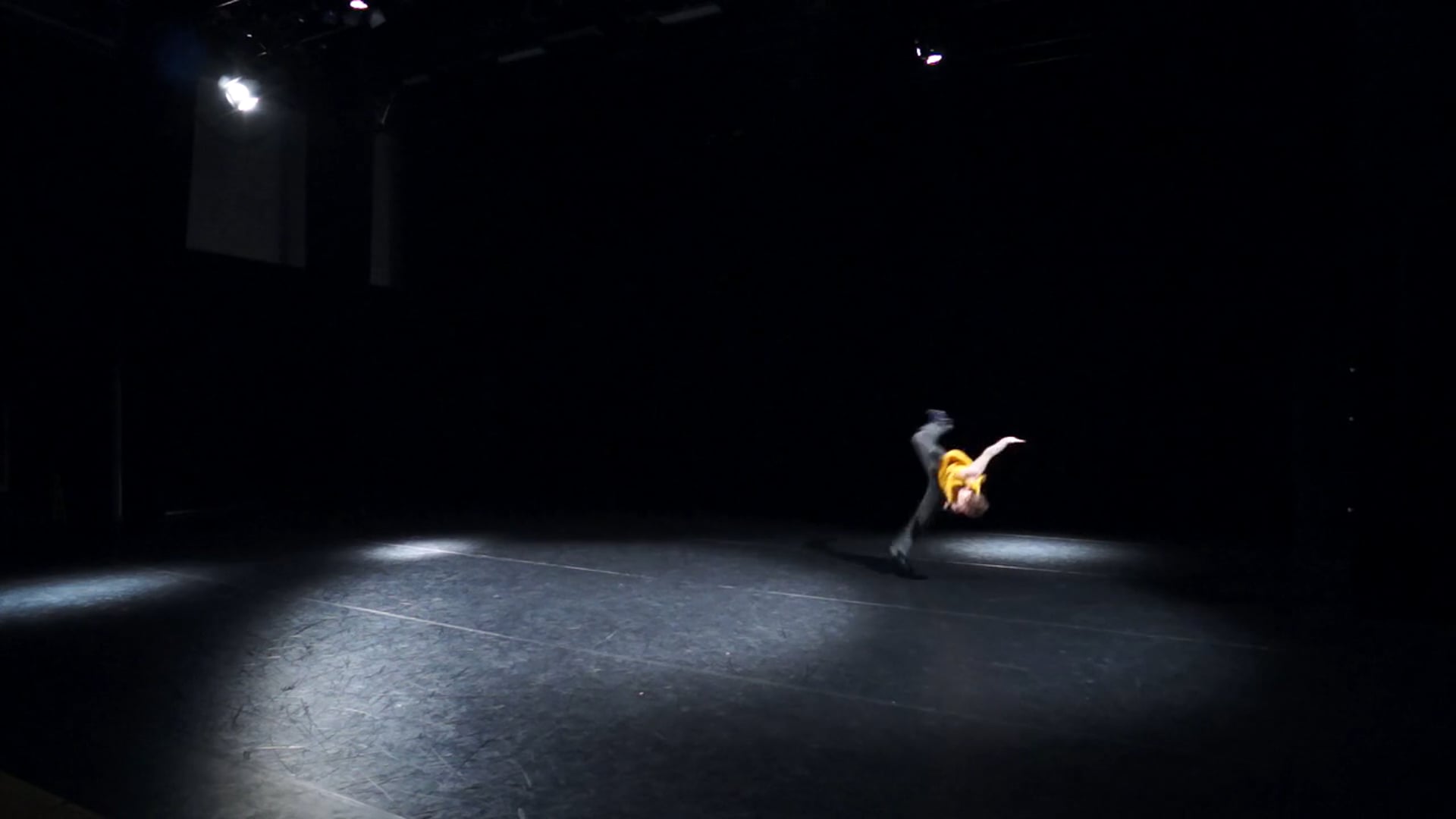 Duality Choreographer and Director Harriet Macauley (2015) in rehearsal at Dance East Ipswich, UK.