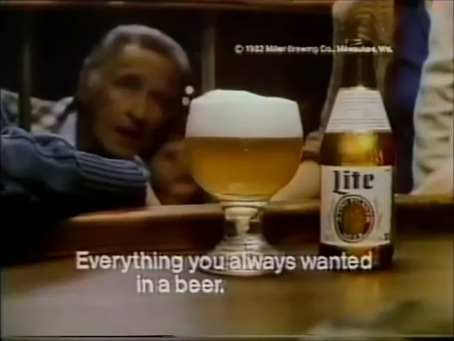 Classic 1983 Miller Lite Bob Uecker Commercial with unknown actor