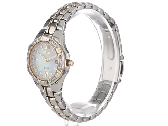 Đồng hồ nữ Seiko SUT068 Dress Solar Classic Diamond-Accented Two-Tone  Stainless Steel Watch