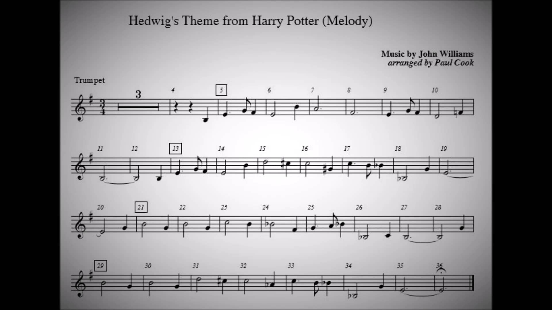 TRUMPET Easy Solos Hedwig's Theme from Harry Potter (Melody) on Vimeo