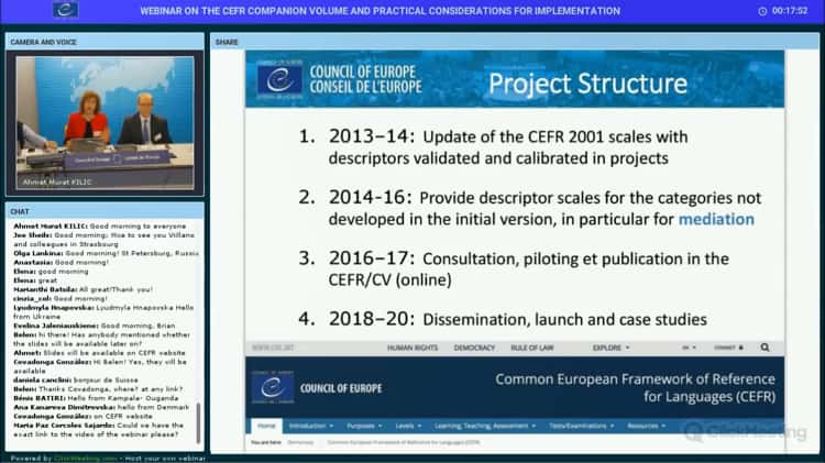 Webinar (2018) - CEFR Companion volume - Descriptors for mediation and  related concepts (Enrica Piccardo & Brian)