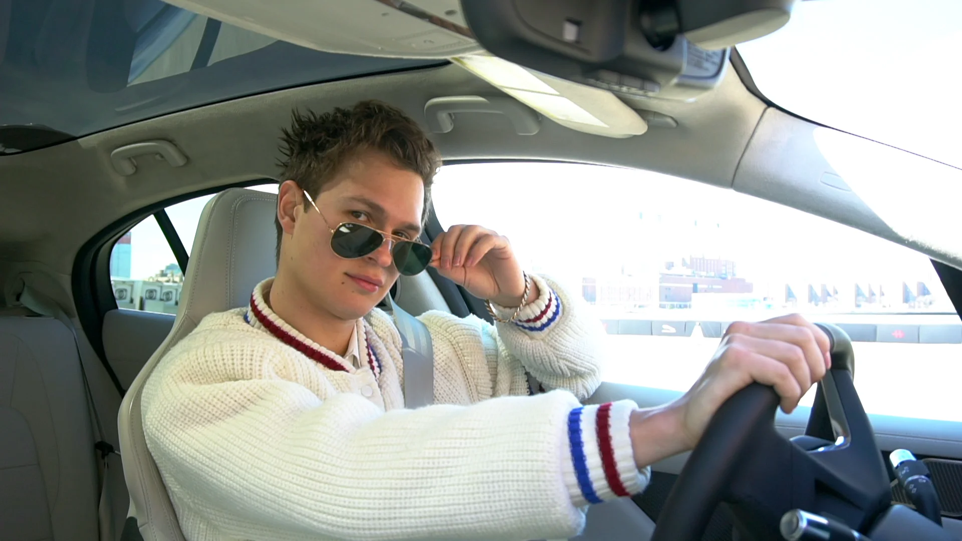 BABY DRIVER' ANSEL ELGORT TESTS SKILL IN ELECTRIC JAGUAR I-PACE