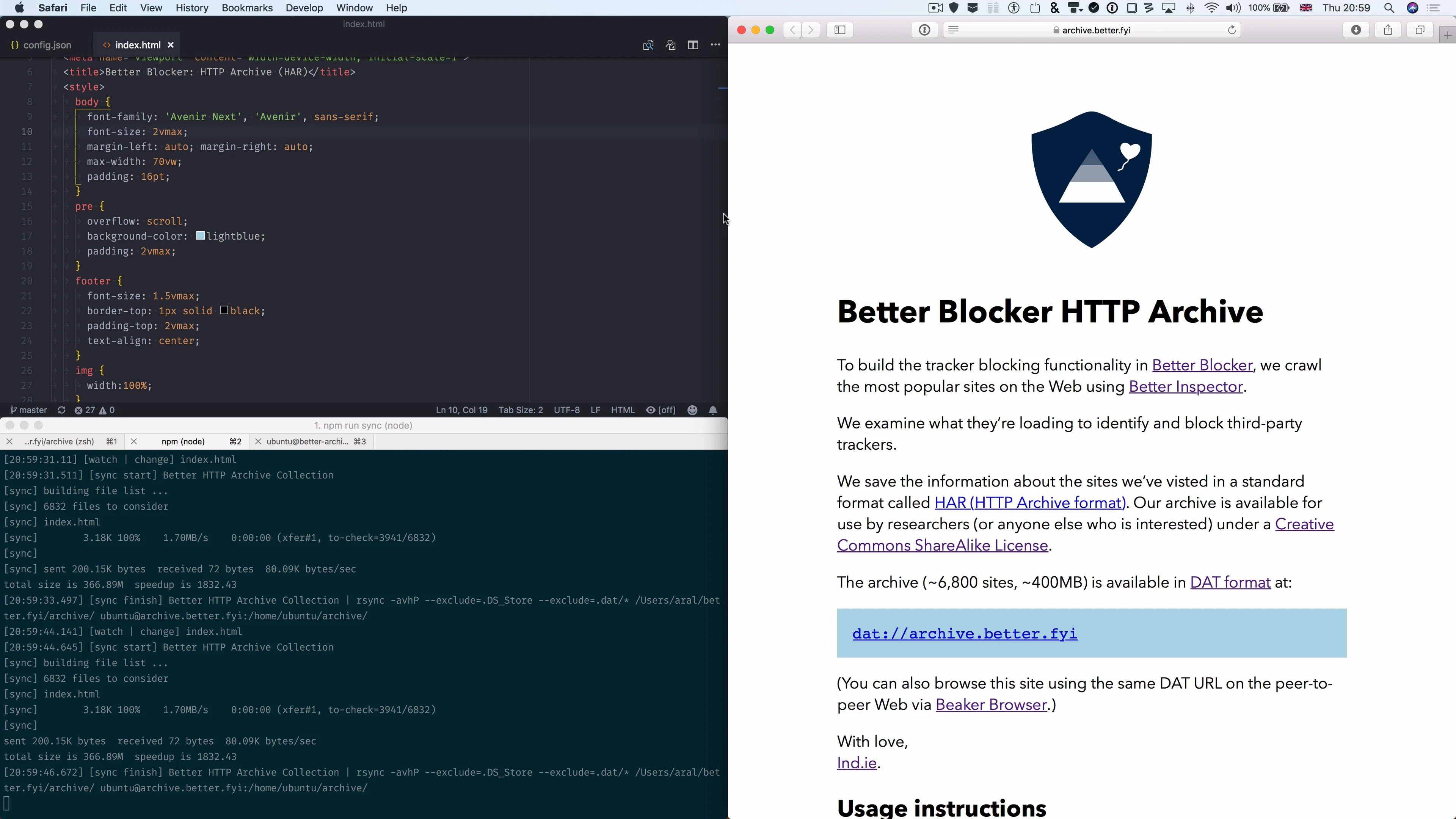 Live reloads on the peer-to-peer Web with DAT And Beaker Browser on Vimeo