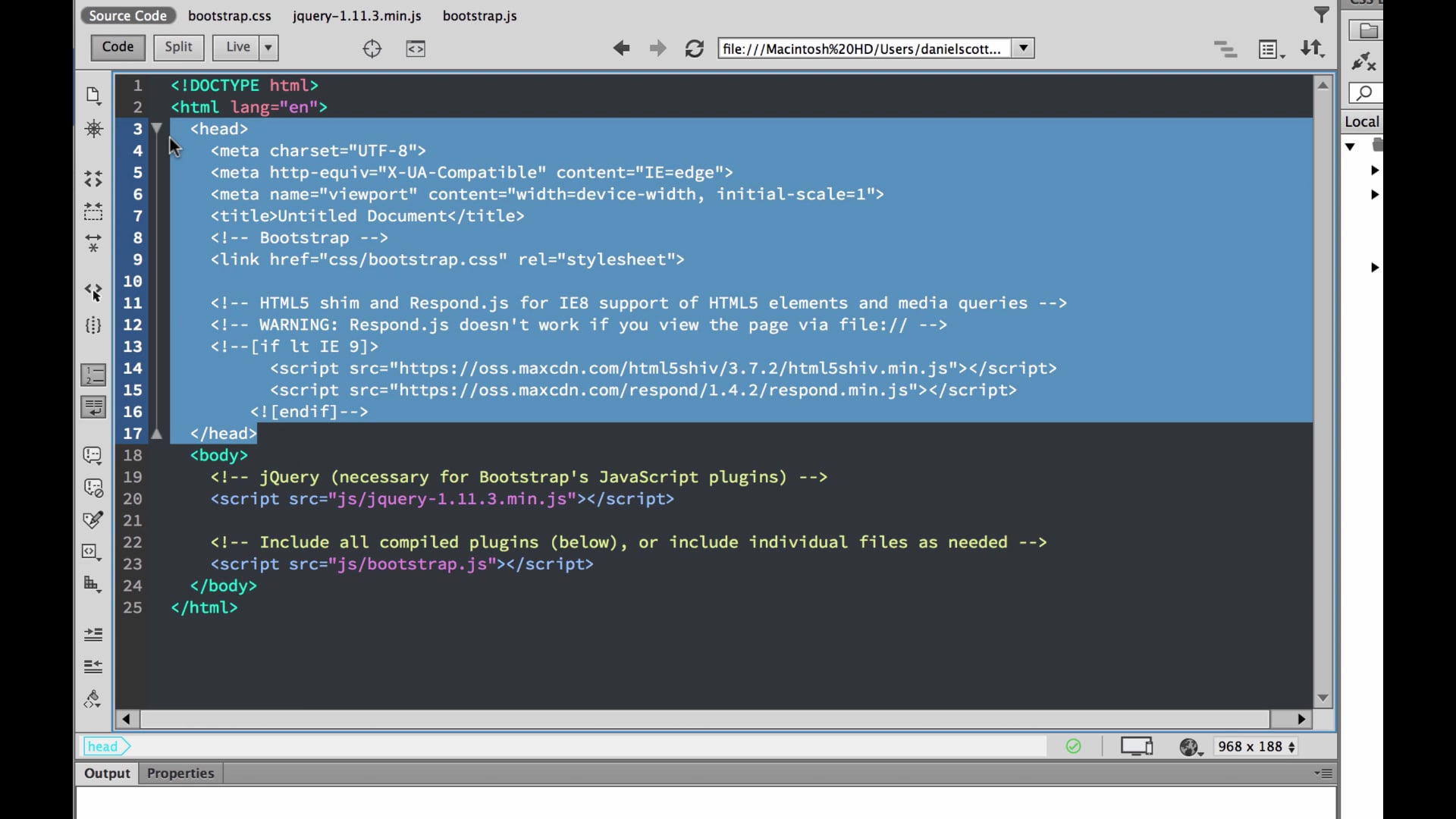 Installing Bootstrap using Dreamweaver | Bring Your Own Laptop