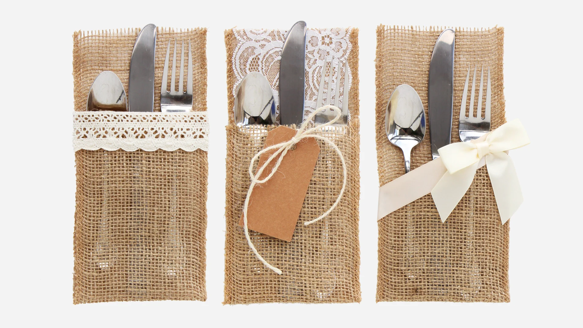 Burlap, lace & deals paper silverware holders