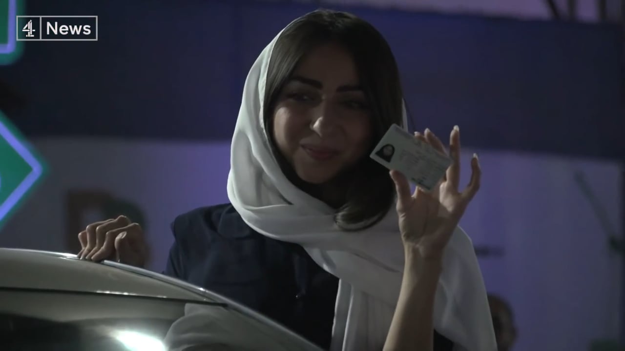 CHANNEL 4 NEWS - JEDDAH, SAUDI ARABIA - JUNE 2018 - WOMEN ALLOWED TO DRIVE