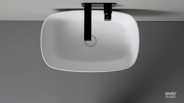 Lavabo per il bagno da appoggio in cristalplant compreso di ripiano - BOUNCE