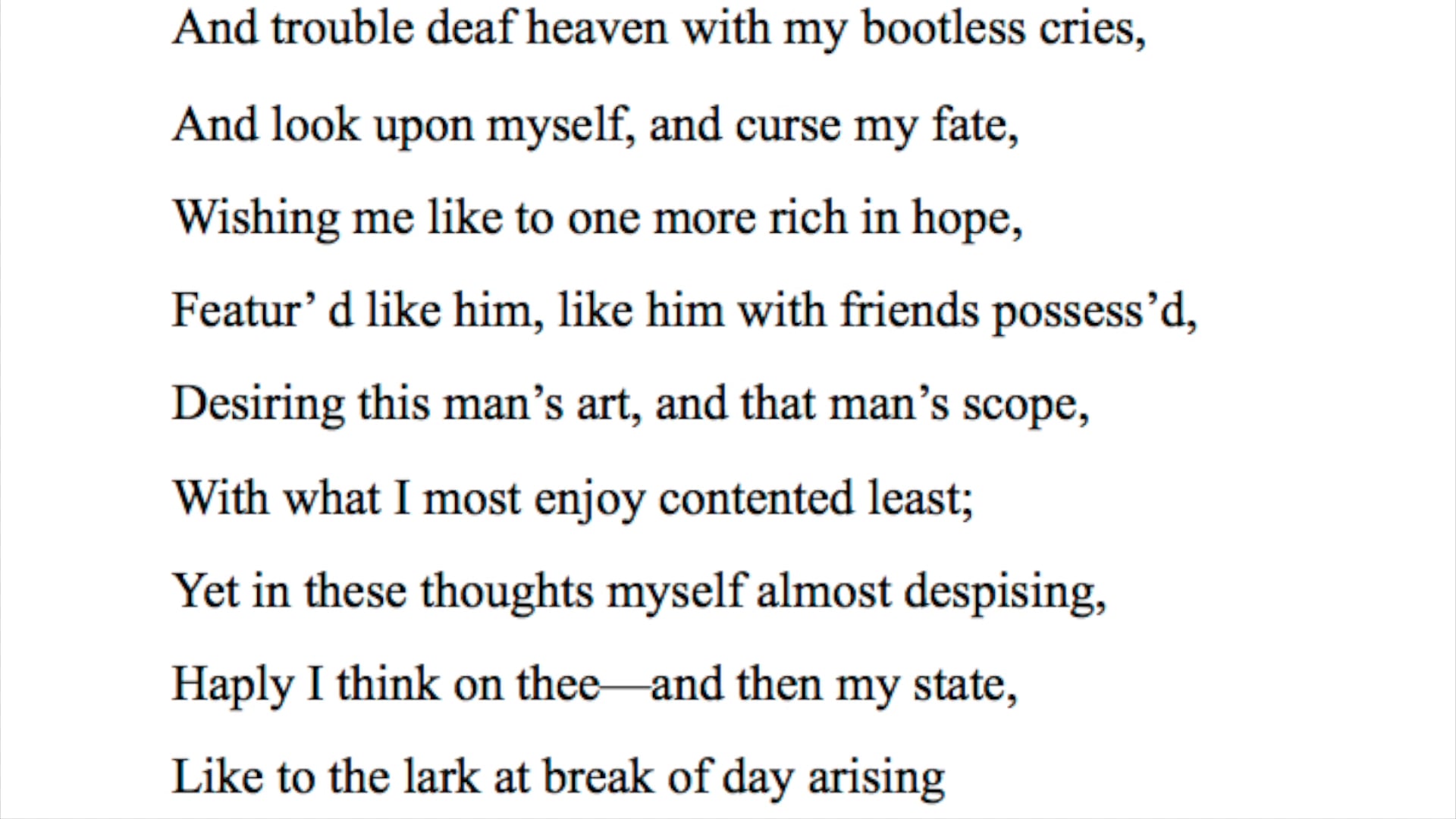 Sonnet 29 by William Shakespeare