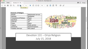 Devotion 131:07.15.2018 - Orisa Religion