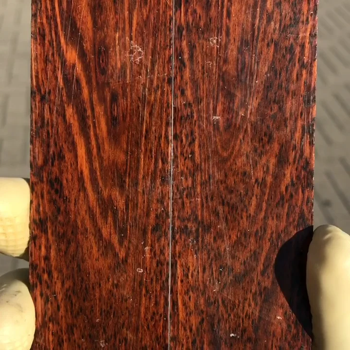Snakewood knife scale AB220 0.28" x 1.43" x 4.50" on Vimeo