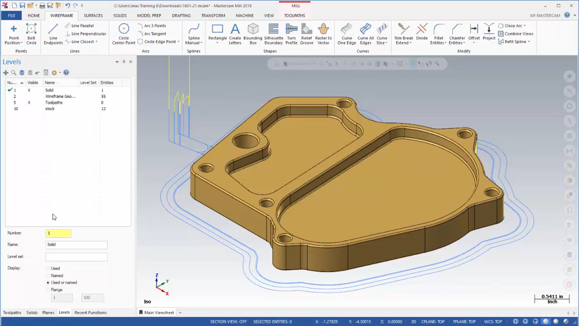 Standard Contour Toolpath with Solid Model