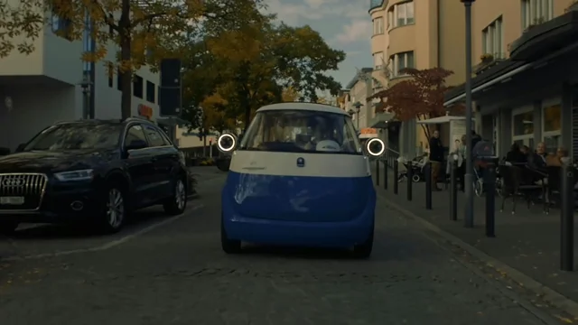 small, electric microlino car soon to be driving along european