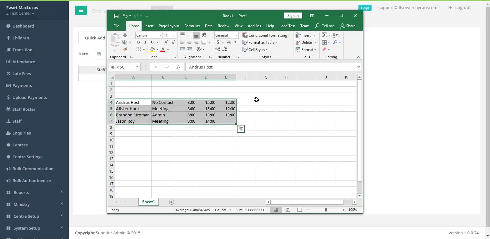 Staff Roster Spreadsheet Tip