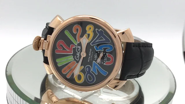 Gaga Milano Italy Japanese Replica Rose Gold Watch in Multi Colour Arabic  Markers
