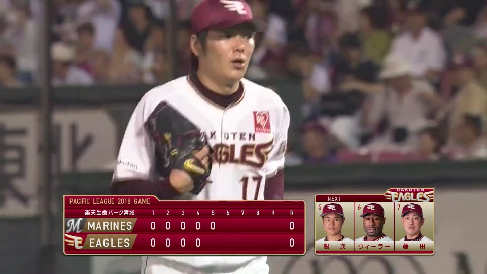 【5回表】イーグルス・塩見 3イニング連続で3者凡退に抑え5回まで無失点!!  2018/8/3 E-M
