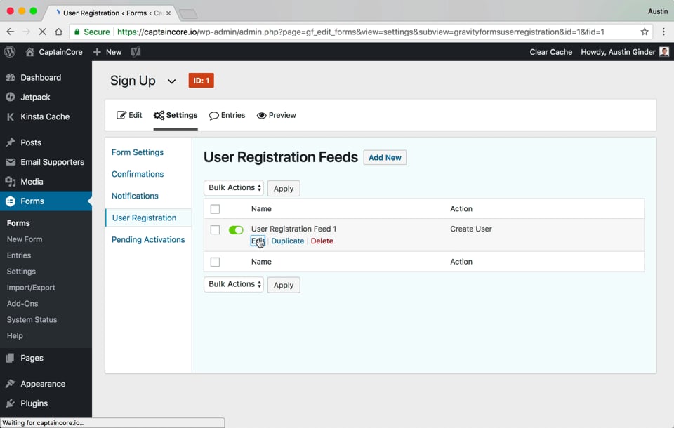 Gravity Forms with User Registration