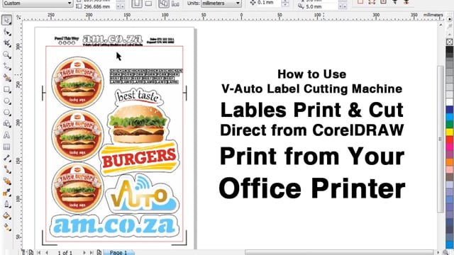 How to Use V-Auto Label Cutting Machine, Stickers Print to Cut from CorelDRAW, Print from Your Office Printer