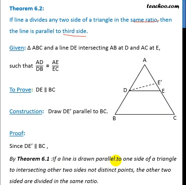 Converse of basic store proportionality theorem class 10