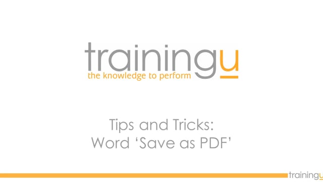 Word Tip – Save as PDF