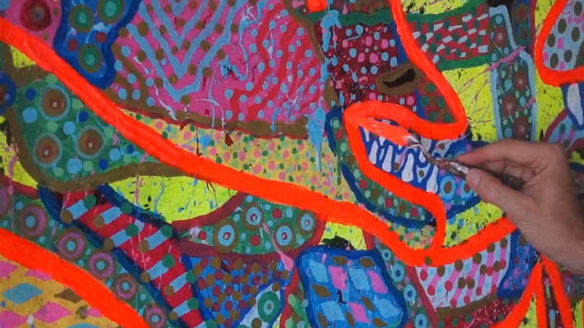 Making of "Ghost possessed by Carpet" - Acrylics on Canvas 130 x 1,30 m