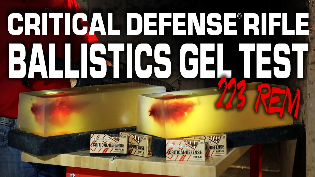 Hornady® Critical Defense® Rifle  223 Rem Ballistics Gel Performance on  Vimeo