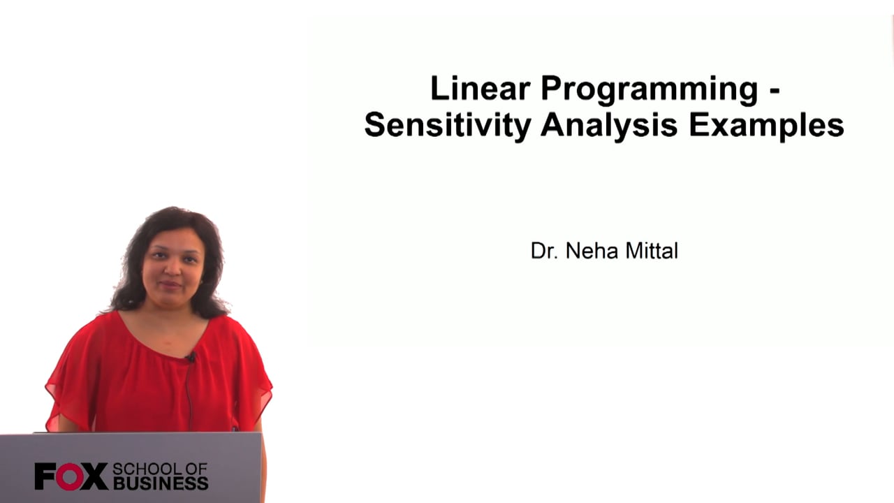 Linear Programming – Sensitivity Analysis Examples