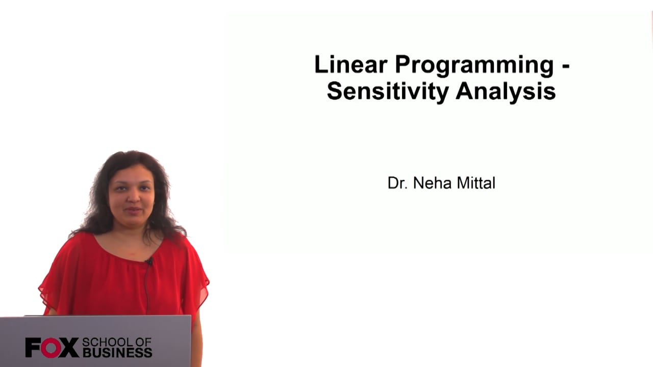 Linear Programming – Sensitivity Analysis