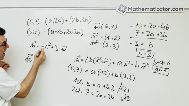 Analytická geometrie 15 - Vektory - Vyjádření vektoru jako lineární kombinace jiných vektorů