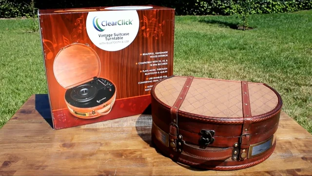 ClearClick Vintage Wooden Suitcase Turntable with Bluetooth & USB