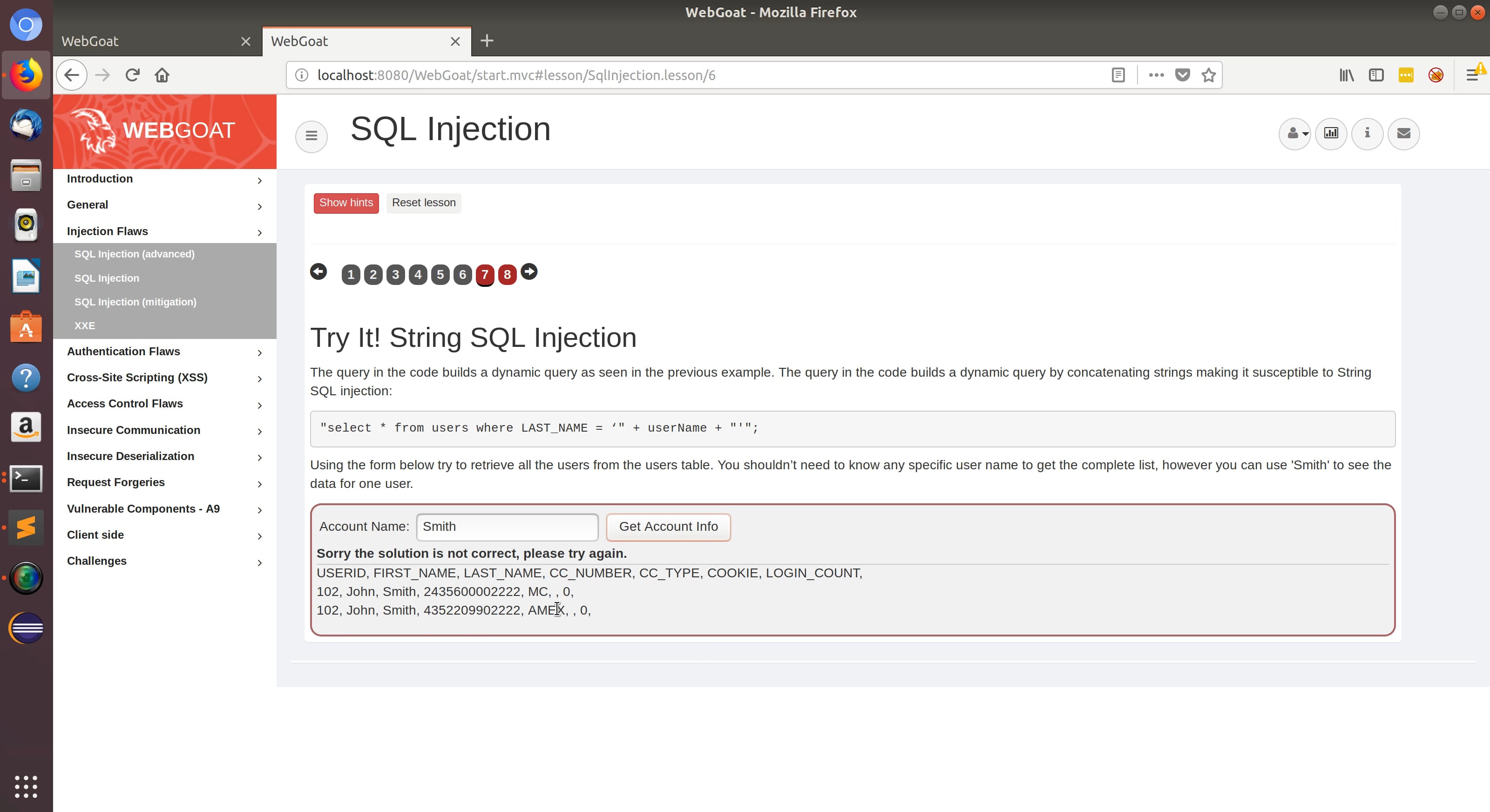 OWASP WebGoat - SQL Injection Walk-through on Vimeo