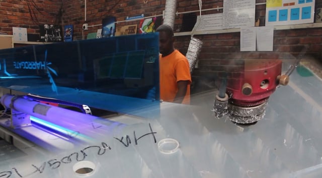 Maker Video: Intel Laptop Display Made by 10mm PLEXIGLAS Acrylic Cut on TruCUT-Pro Flatbed CO2 Laser Cutter