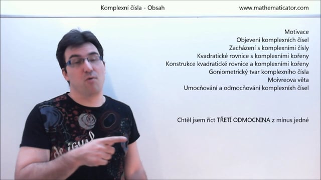 Komplexní čísla - 1. video - Obsah