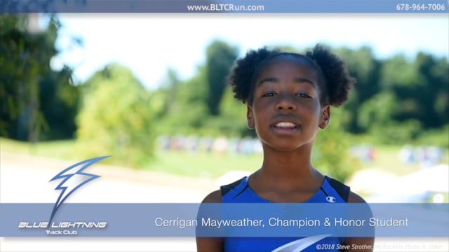 Cerrigan Mayweather, Champion and Honor Student - Blue Lightning Track Club
