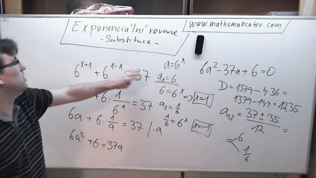Exponenciální rovnice pomocí substituce vedoucí na kvadratickou rovnici - 17. 4. 2014