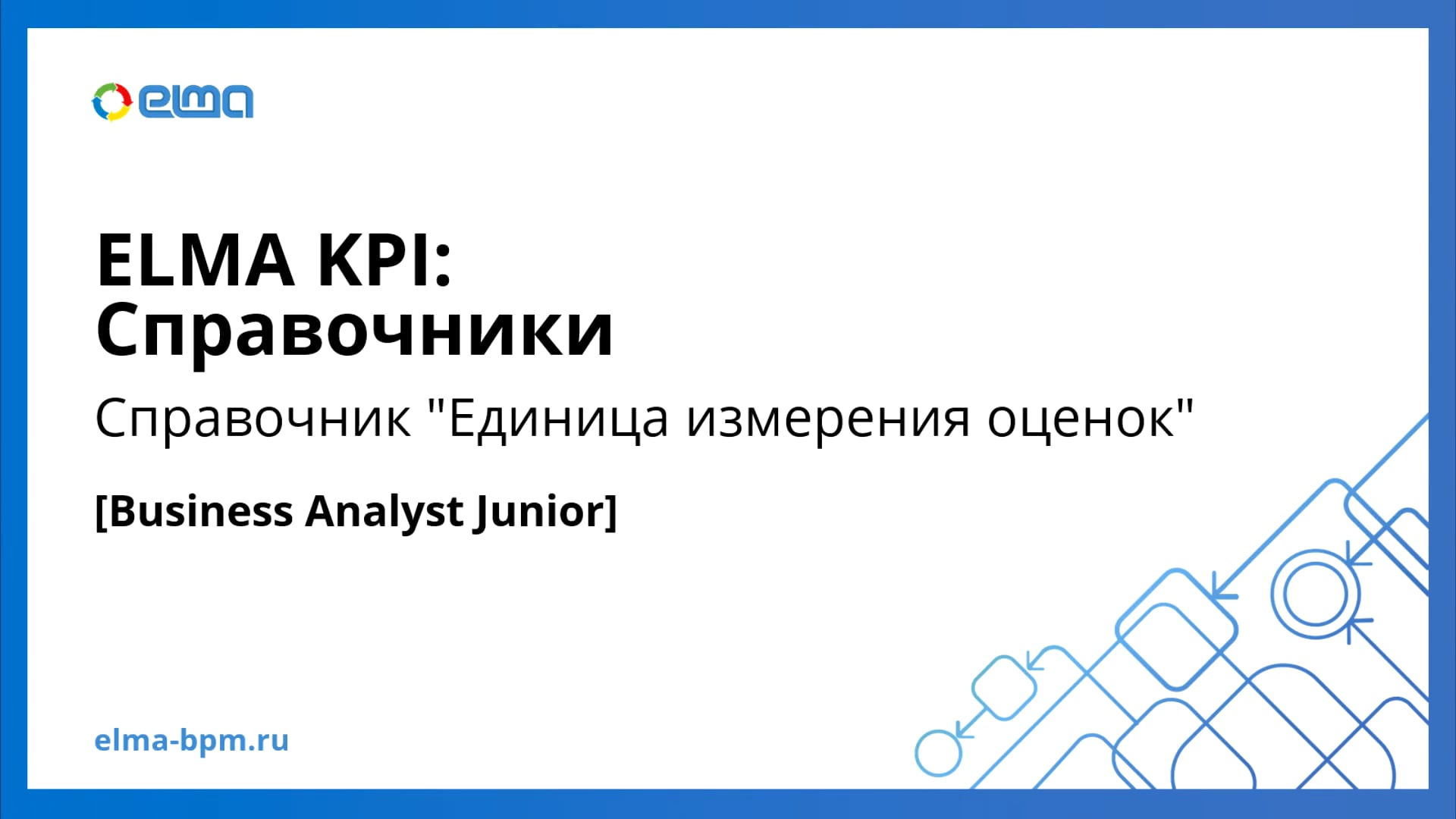 Business Analyst Junior. KPI. Справочник "Единица измерения оценок"