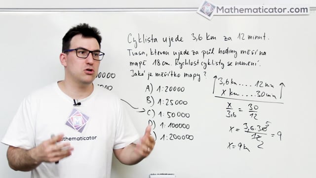 Maturita 2018 - 15. Slovní úloha na pohyb a měřítko mapy